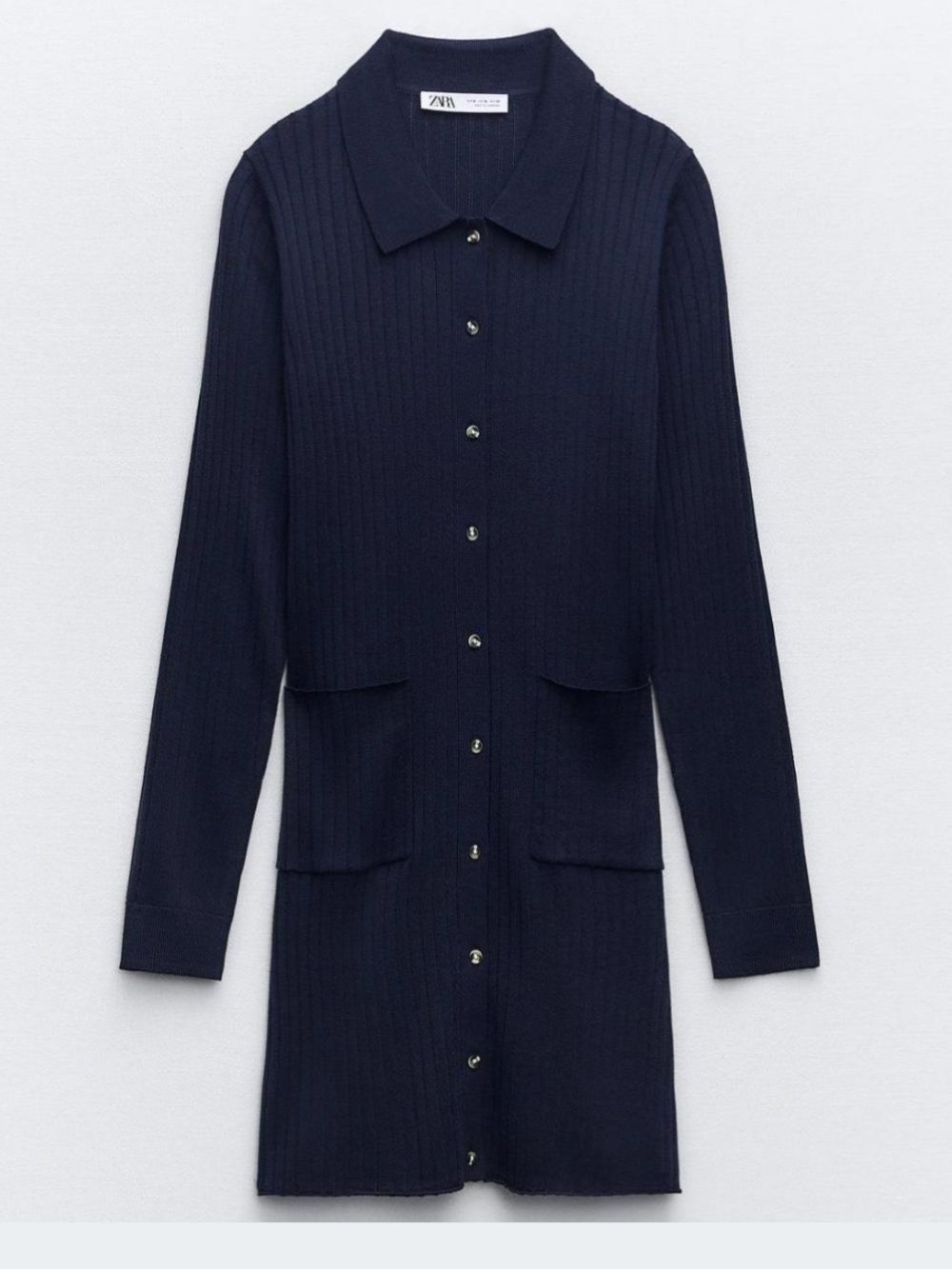 Zara Ribbed Button-Front Knit Dress - Picture 3 of 5